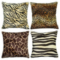 Carrie Home Soft Plush Leopard Print Tiger Stripe Faux Fur Pillow Covers For Home Couch Sofa (Set Of 4, 18X18 Inch)