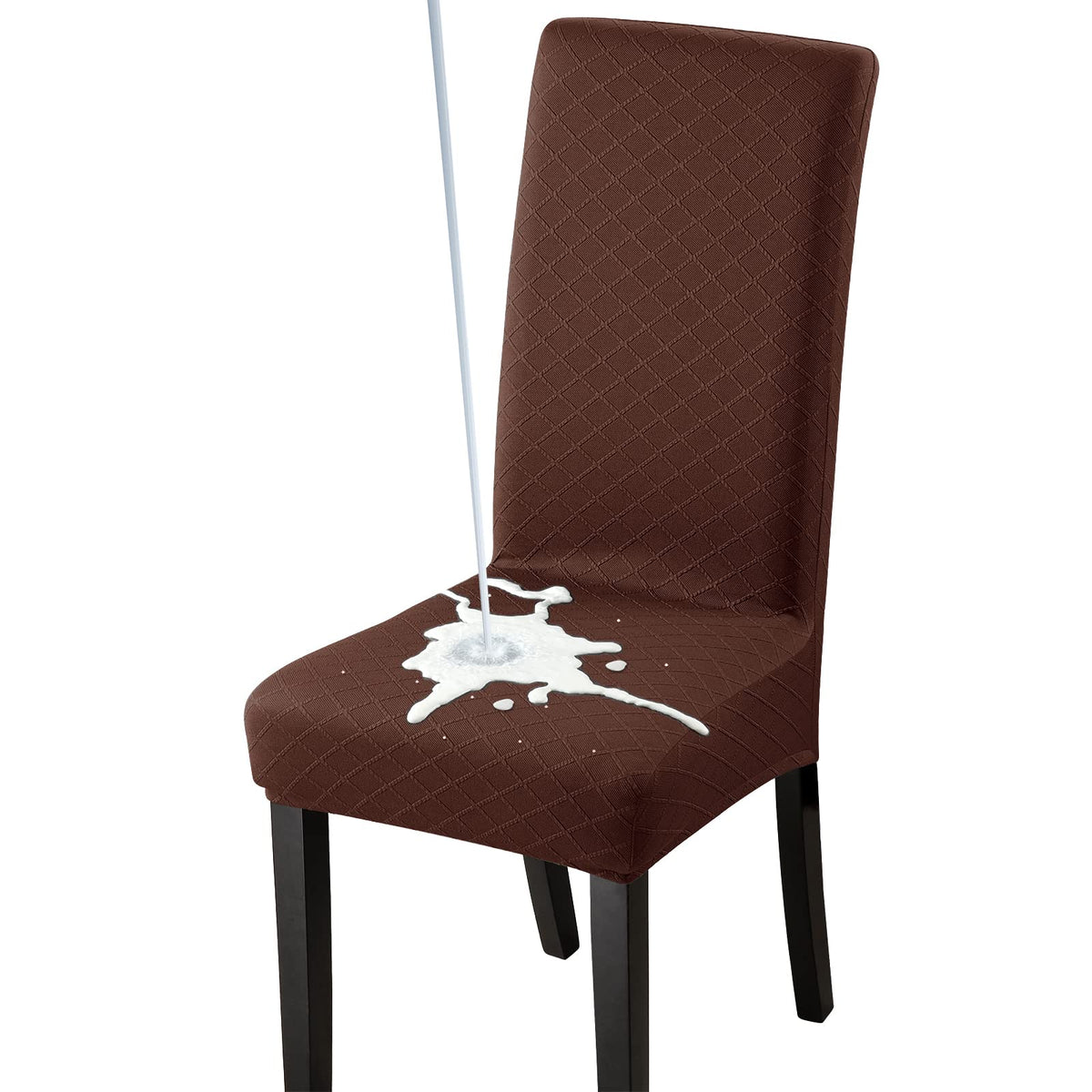 Fuloon Waterproof Dining Chair Covers, Parsons Chair Slipcover, Super Fit Stretch Kitchen Chair Slipcovers, Removable Washable Chairs Seat Cover For Dining Room, Kitchen, Banquet (6 Pack, Brown)