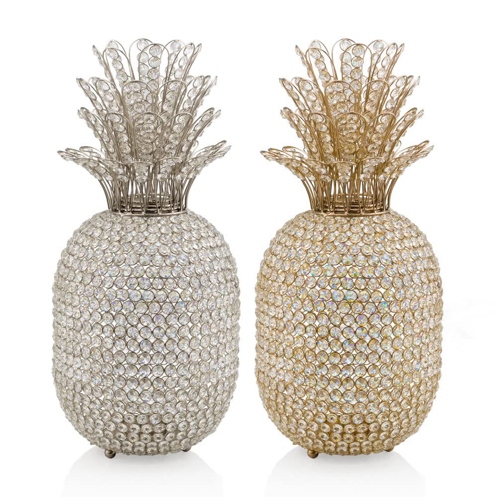 HomeRoots Gold/Clear 23' Glam Bling Faux Crystal and Gold Pineapple