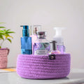 JASMEY HOMES Washable Cotton Basket Organizer Storage Baskets, Multipurpose and Rope, OneSize, Lavender