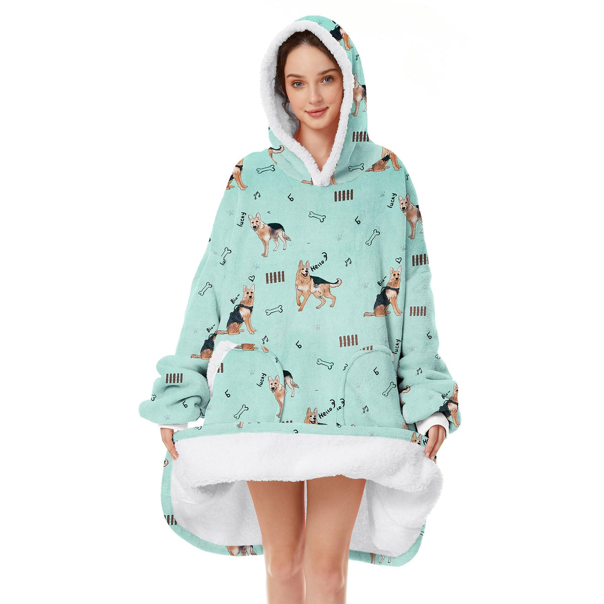 Zando Dog Blanket Hoodie Green Blanket Adlult Oversized Hooded Blanket Cozy Warm Wearable Blanket Hoodies Sherpa Blanket Hoodie