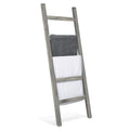 MyGift 54 inch Tall Fully Assembled Wood Blanket Ladder, 5-Tier Wall Leaning Towel Rack, No Assembly, Gray