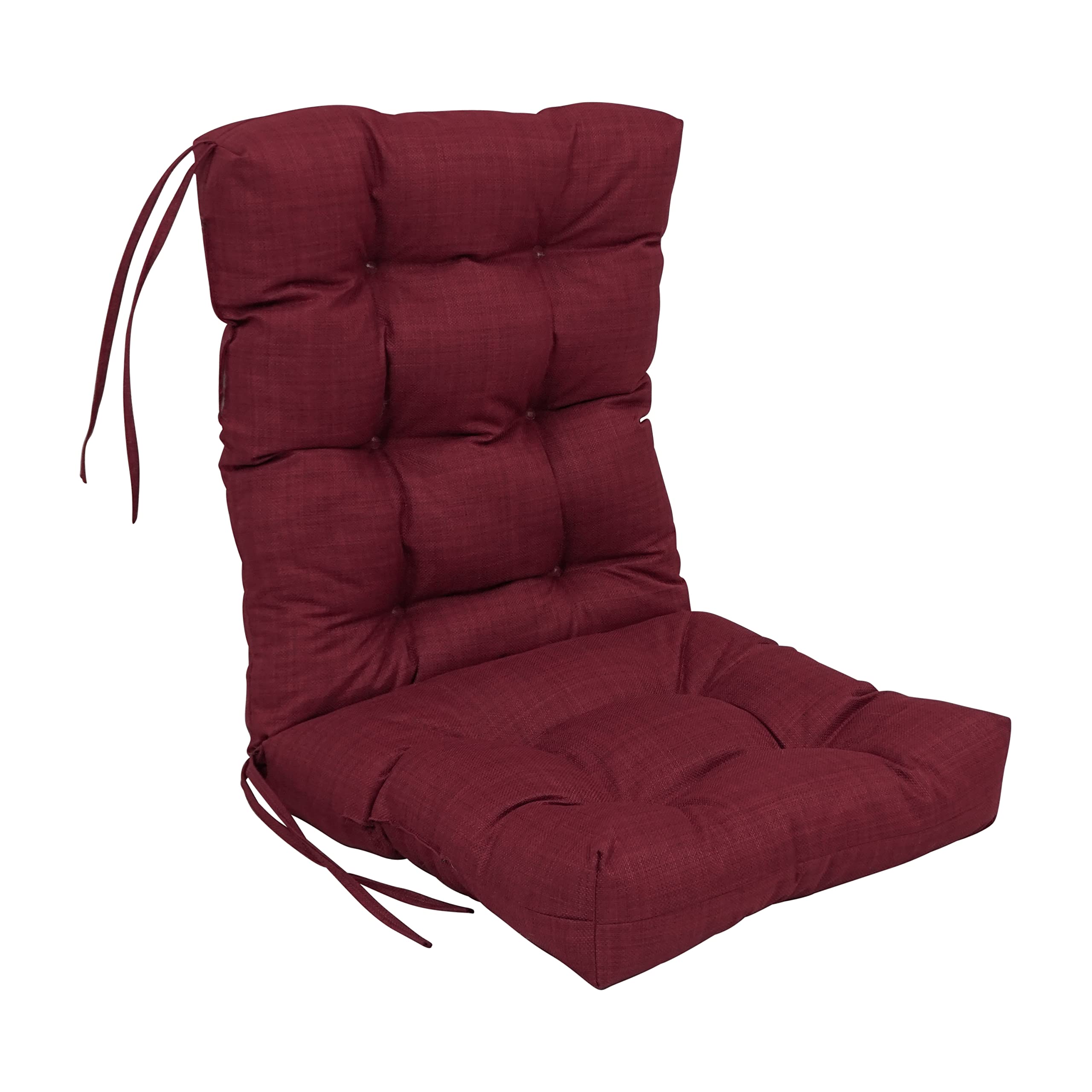 Blazing Needles Indoor/Outdoor Tufted Seat/Back Chair Cushion, 18 x 38, Merlot