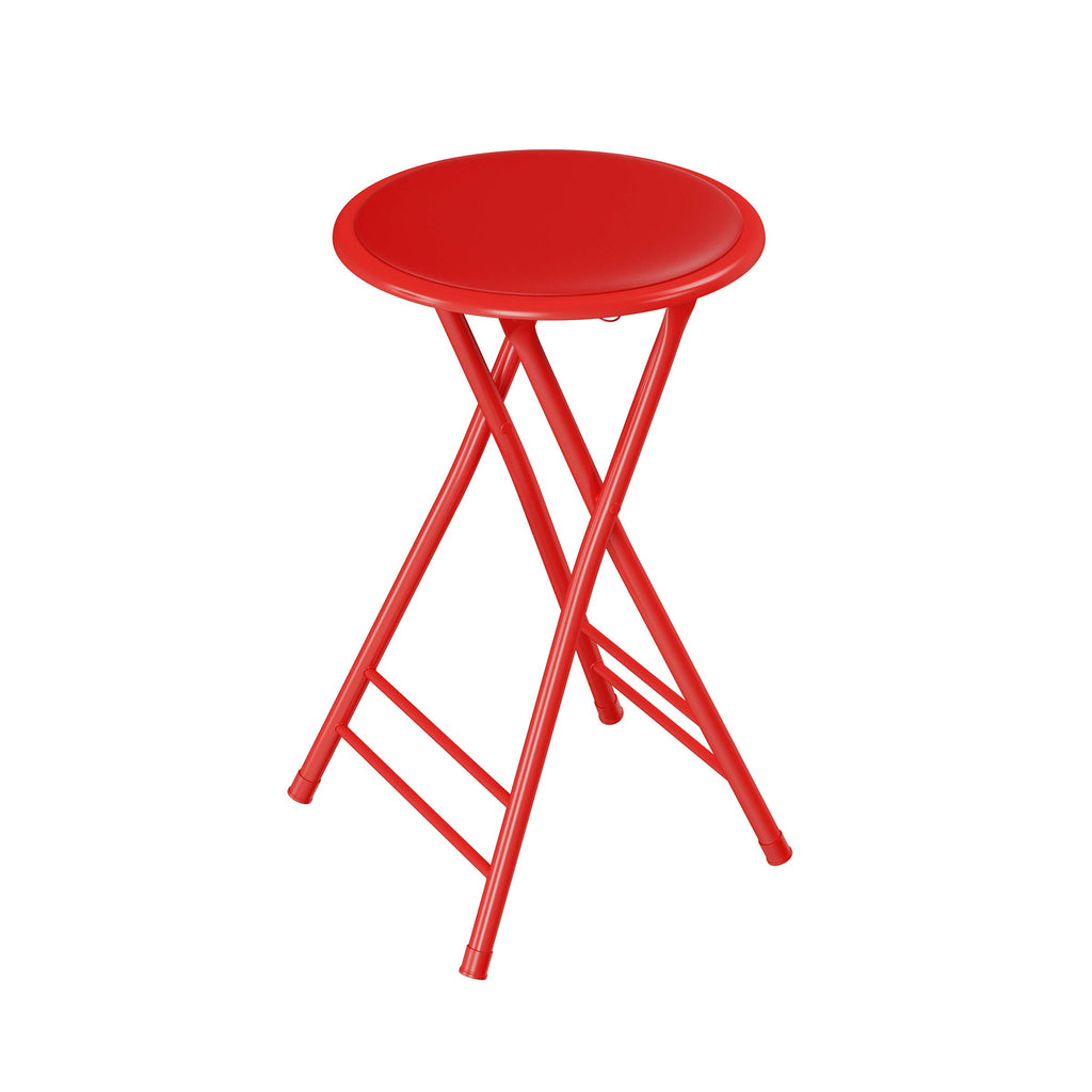 Folding Stool - Backless 24-Inch Stool With 225Lb Capacity For Kitchen Or Rec Room - Portable Indoor Counter Bar Stools By Lavish Home (Red)