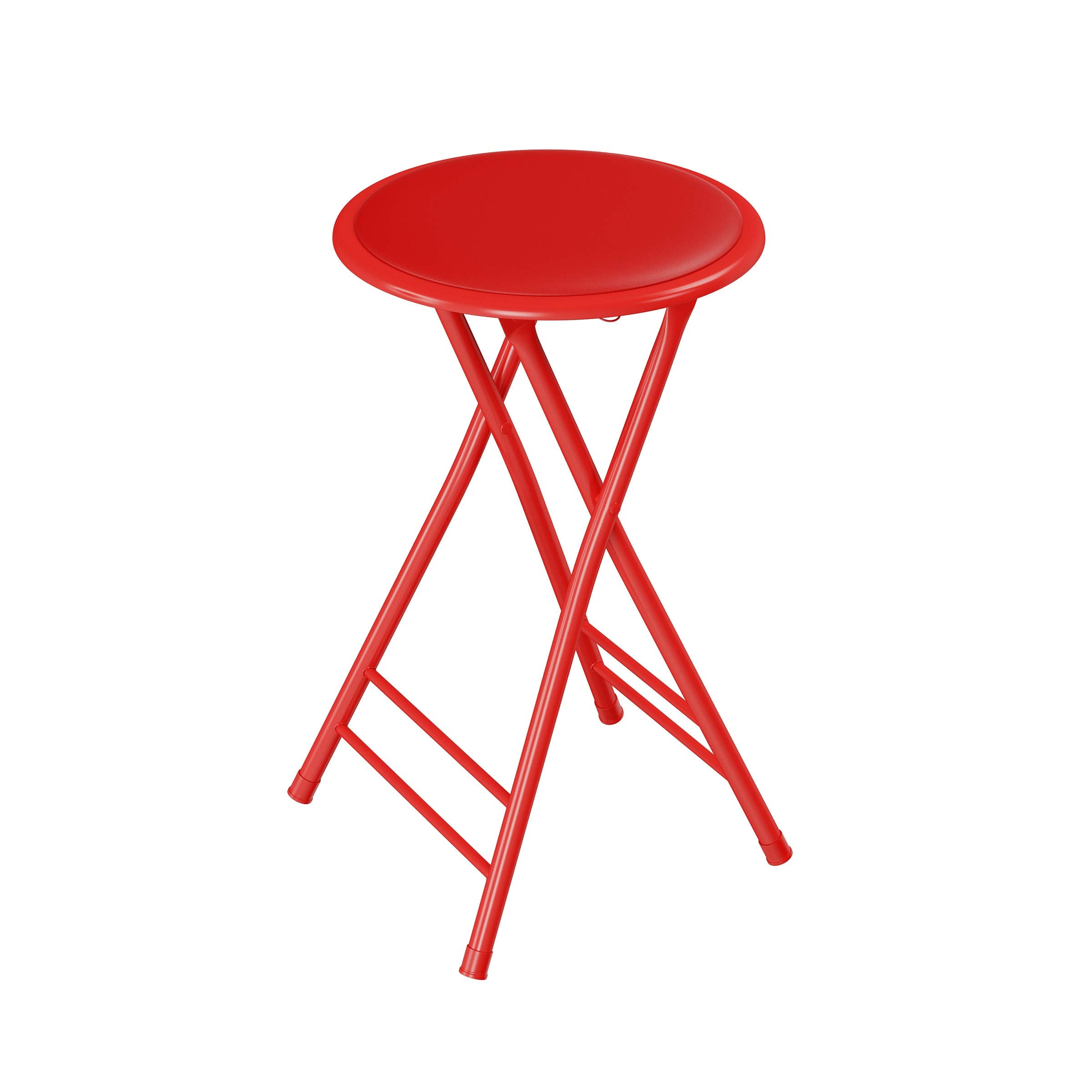 Folding Stool - Backless 24-Inch Stool With 225Lb Capacity For Kitchen Or Rec Room - Portable Indoor Counter Bar Stools By Lavish Home (Red)