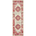 Nourison Passion Ivory/Fuchsia 1'10' X 6' Area Rug, Boho, Traditional, Easy Cleaning, Non Shedding, Bed Room, Living Room, Hall