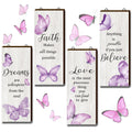 Geelin 4 Pcs Butterfly Wall Decor Butterfly Bathroom Decor Dreams Faith Love Believe Wall Decor Elegant Butterfly Hanging Decor 