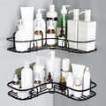 Story@Home Bathroom Shelf Organizer with Magic Stickers | SelfAdhesive | LShape Corner Shower Caddy Sleek Black Powder Coated