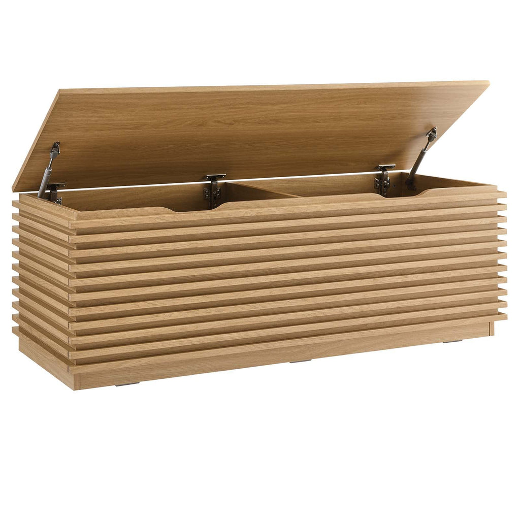 Modway Render 47&Quot; Wood Grain Storage Bench In Oak