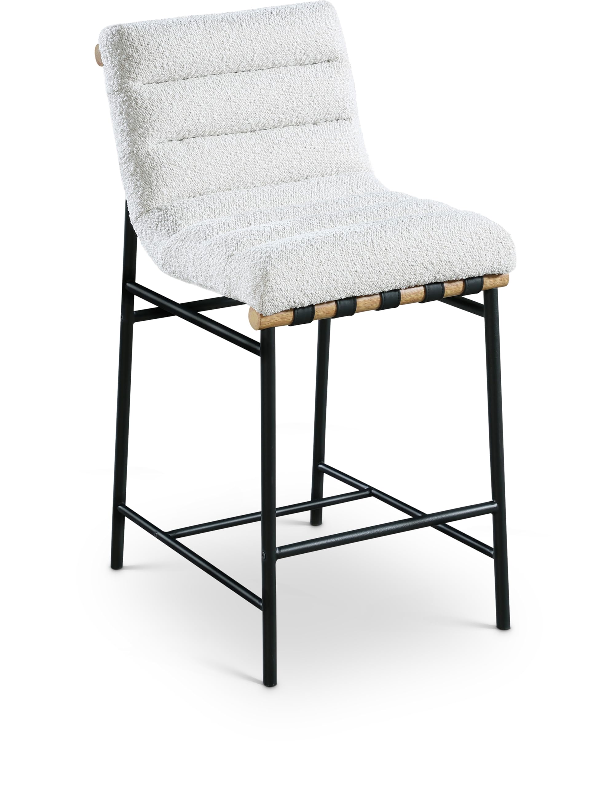 Meridian Furniture 857Cream-C Burke Collection Modern | Contemporary Boucle Fabric Upholstered Counter Stool, Cream, 18 W x 24 D