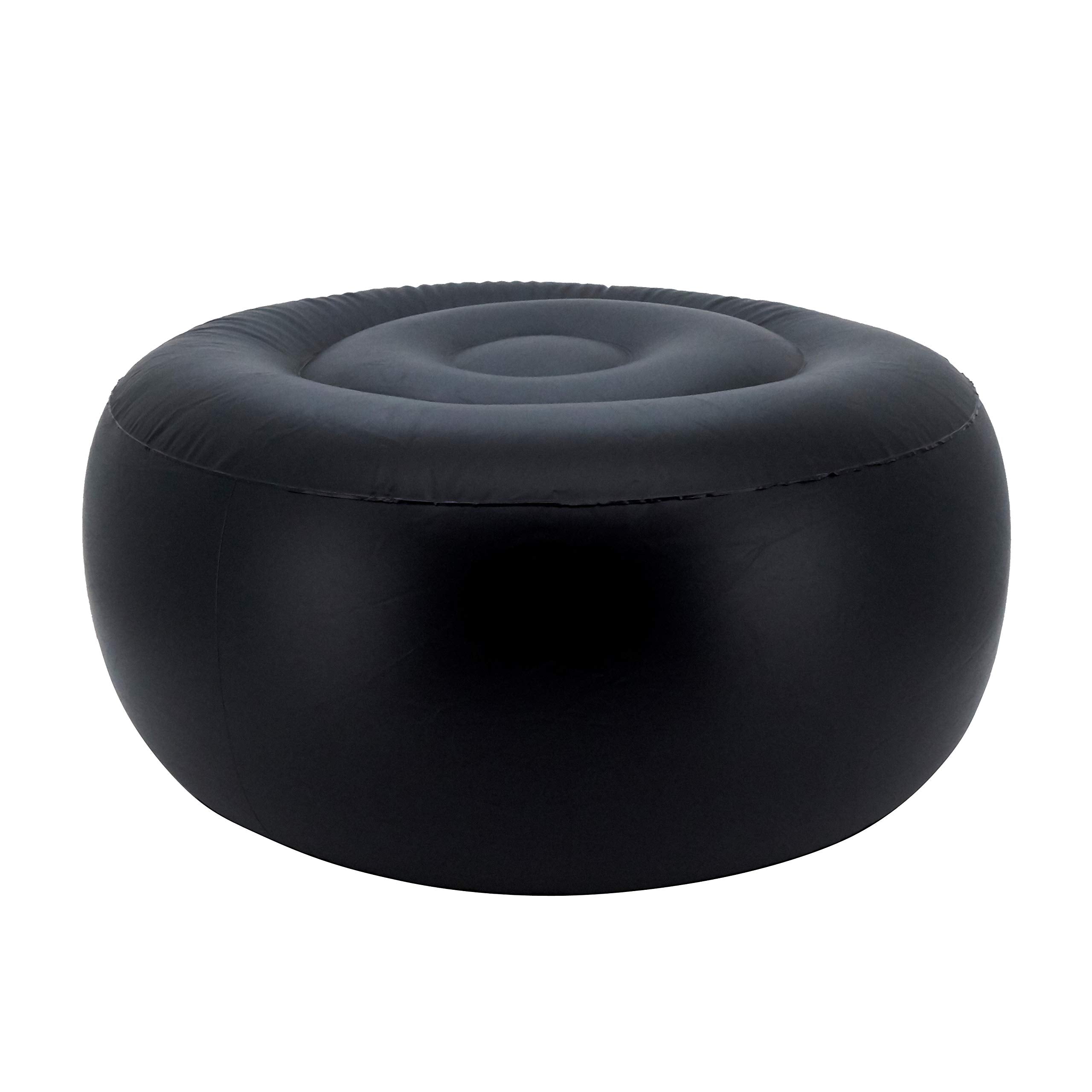 Saro Lifestyle Collection Bold Tropical Leaf Outdoor Ottoman, 21'' X9, Black & White (Pu1934.Bw)