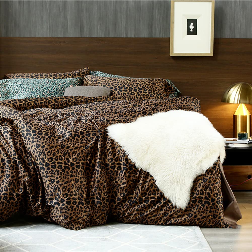 Mixinni Leopard Comforter Set Twin Xl-3 Pieces Animal Cheetah Print Comforter Sexy Soft Microfiber Brown/Black Floral Print Bedd
