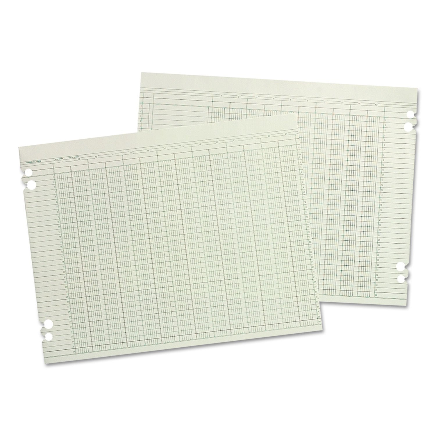 Wilson Jns Accounting Sheets, 24 Columns, 11 X 17, 100 Loose Sheets/Pack, Green