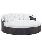 Modway Quest Wicker Rattan Outdoor Patio Canopy Sectional Daybed in Espresso White