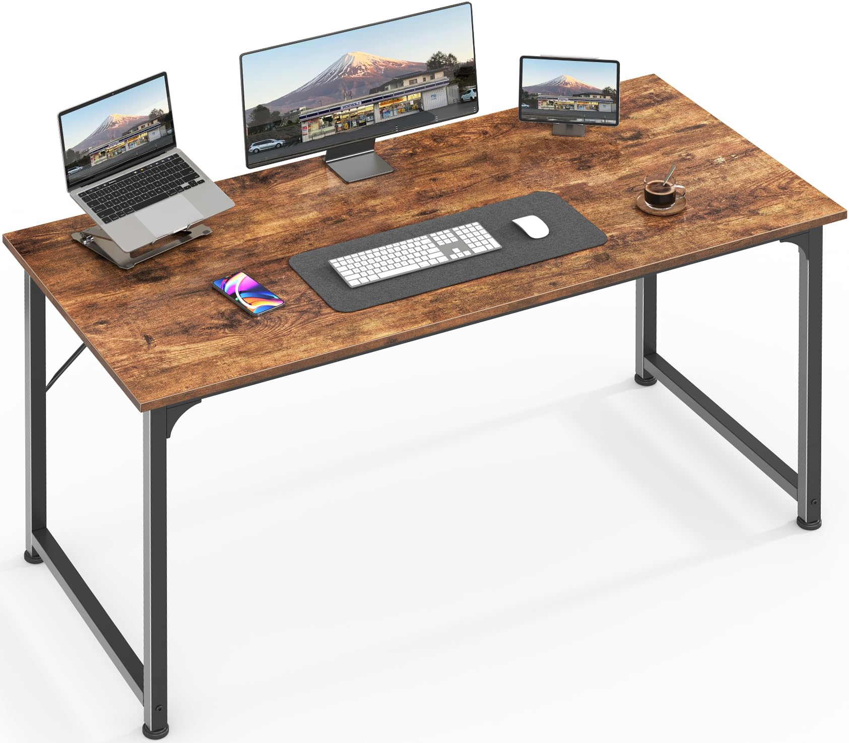 Huuger Computer Desk, 40 Inch Office Desk, Gaming Desk With Storage, Writing Desk Work Desk For Home Office, Study, Modern Simple Desk, Large Legroom, Metal Frame, Rustic Brown