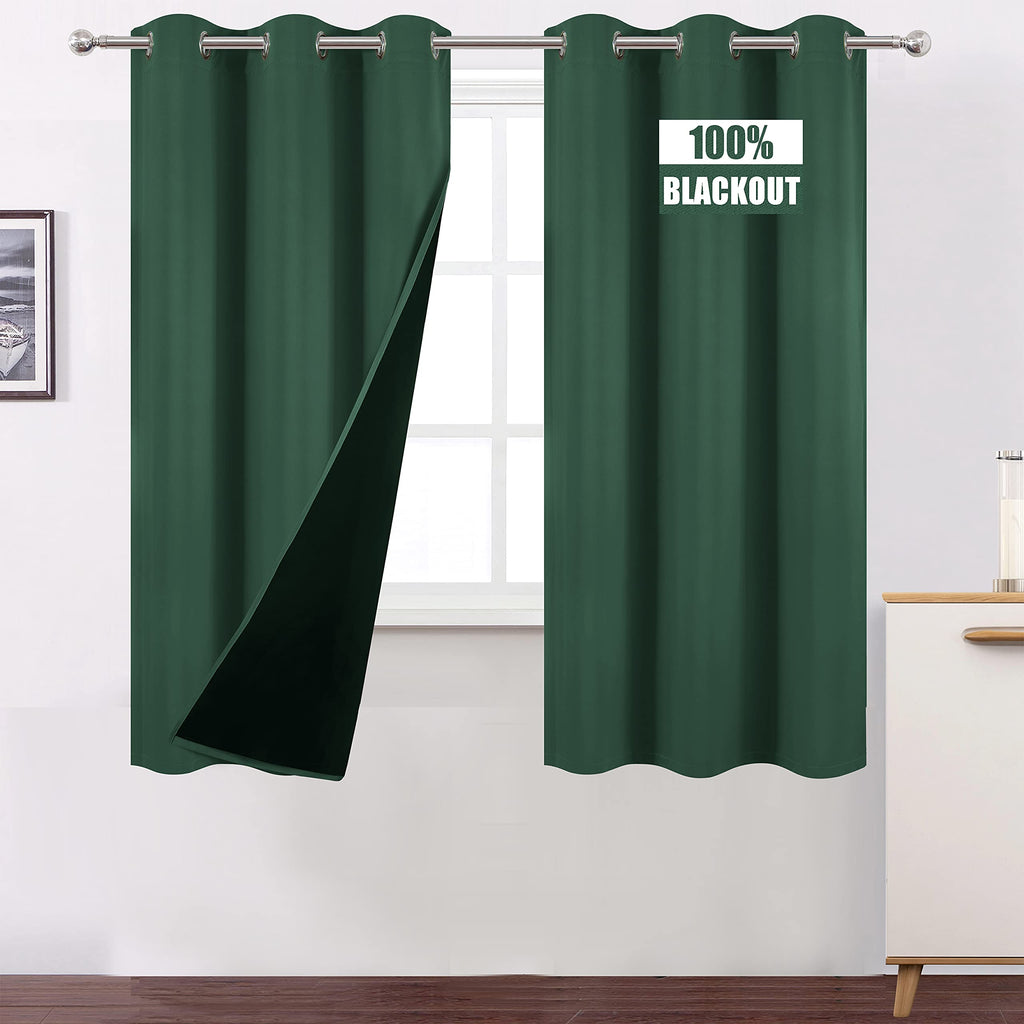 LEMOMO Green Thermal Blackout Curtains/40 x 72 Inch/Set of 2 Panels Room Darkening Curtains for Bedroom and Living Room