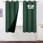 LEMOMO Green Thermal Blackout Curtains/40 x 72 Inch/Set of 2 Panels Room Darkening Curtains for Bedroom and Living Room