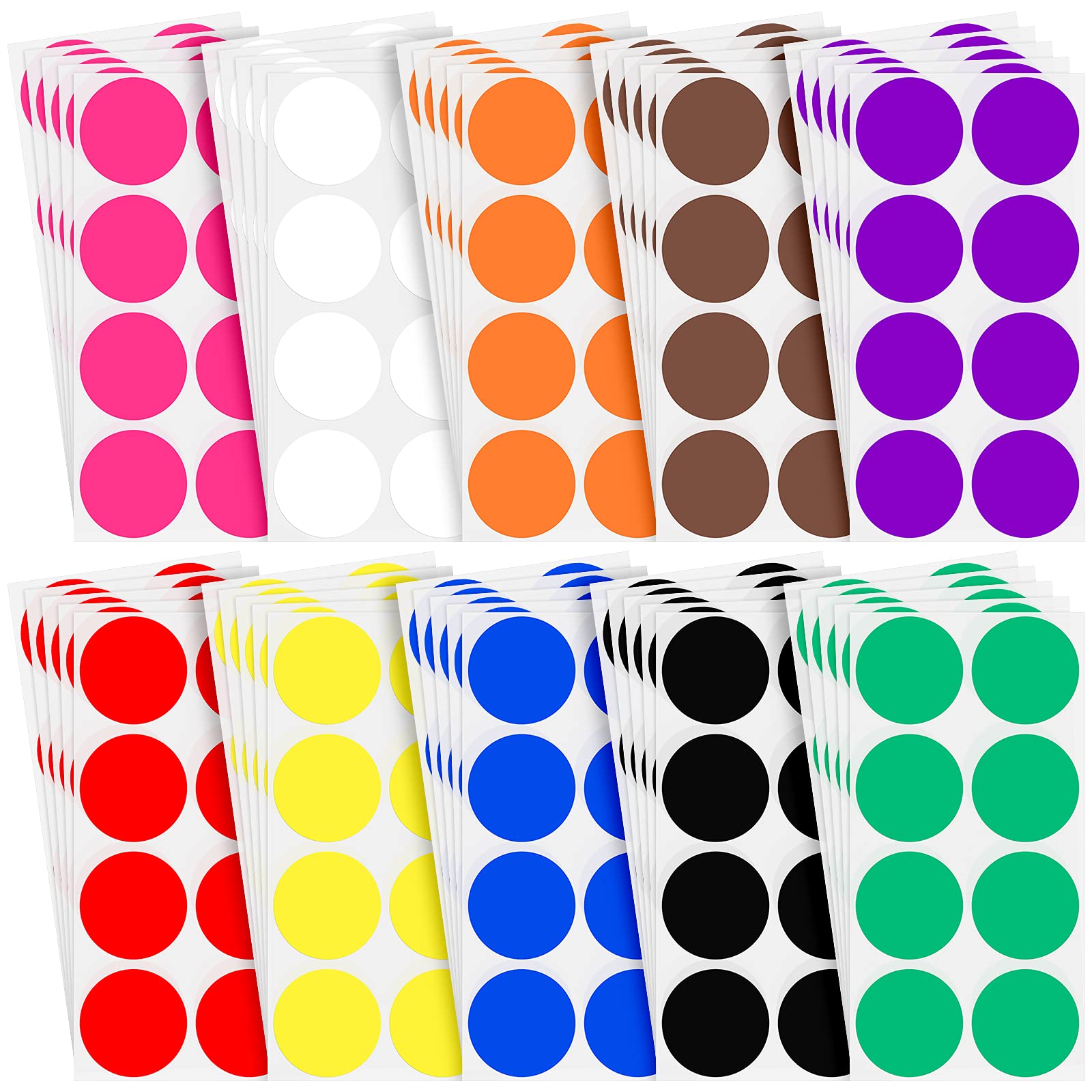400 Pieces 2 Inch Round Color Coding Sticker 10 Assorted Colors Circle Dot Labels Self-Adhesive Colored Stickers Solid Color Rou