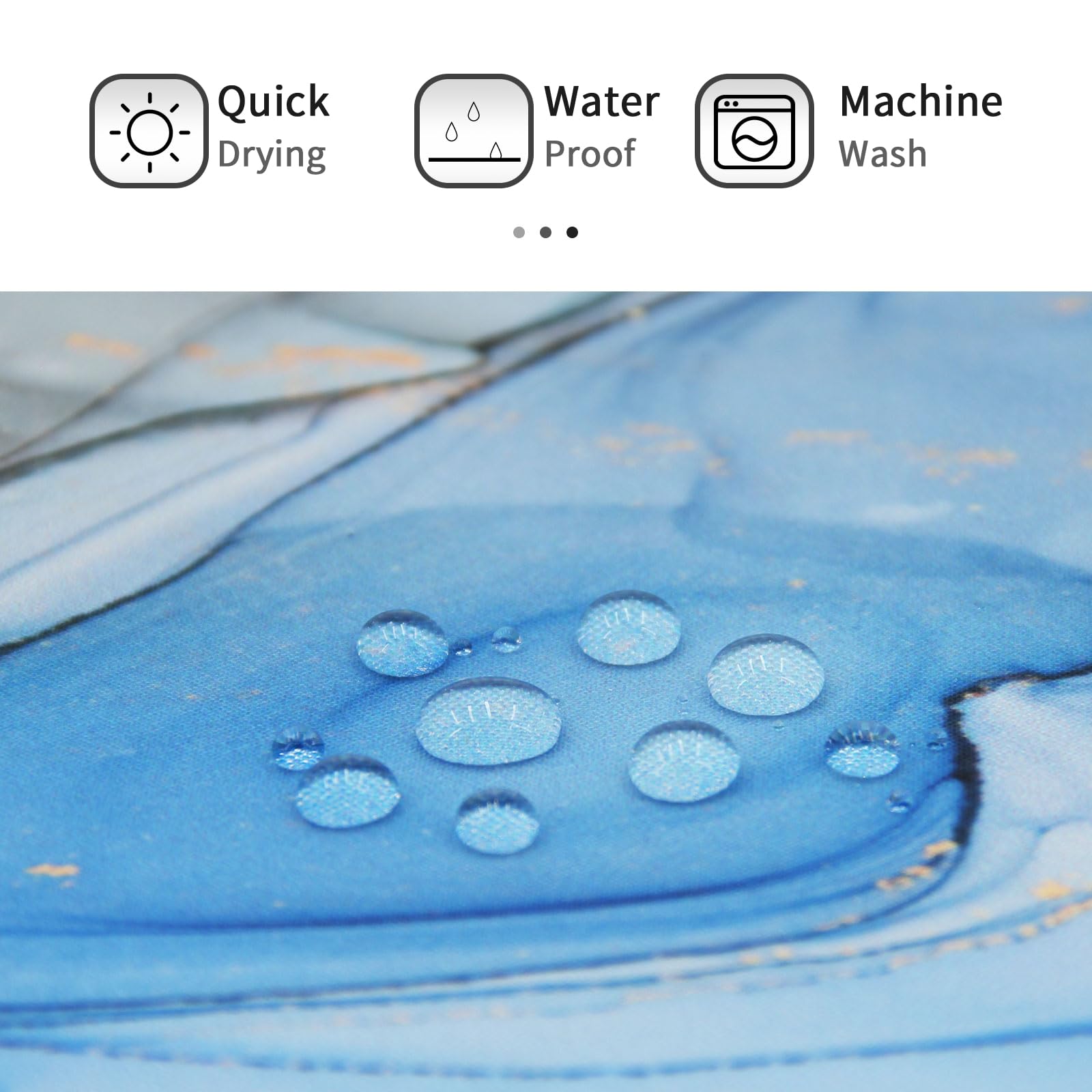 Gibelle Small Stall Shower Curtain 36 X 72, Narrow Half Abstract Blue Grey Marble Shower Curtain, Modern Ink Art Waterproof Fabr