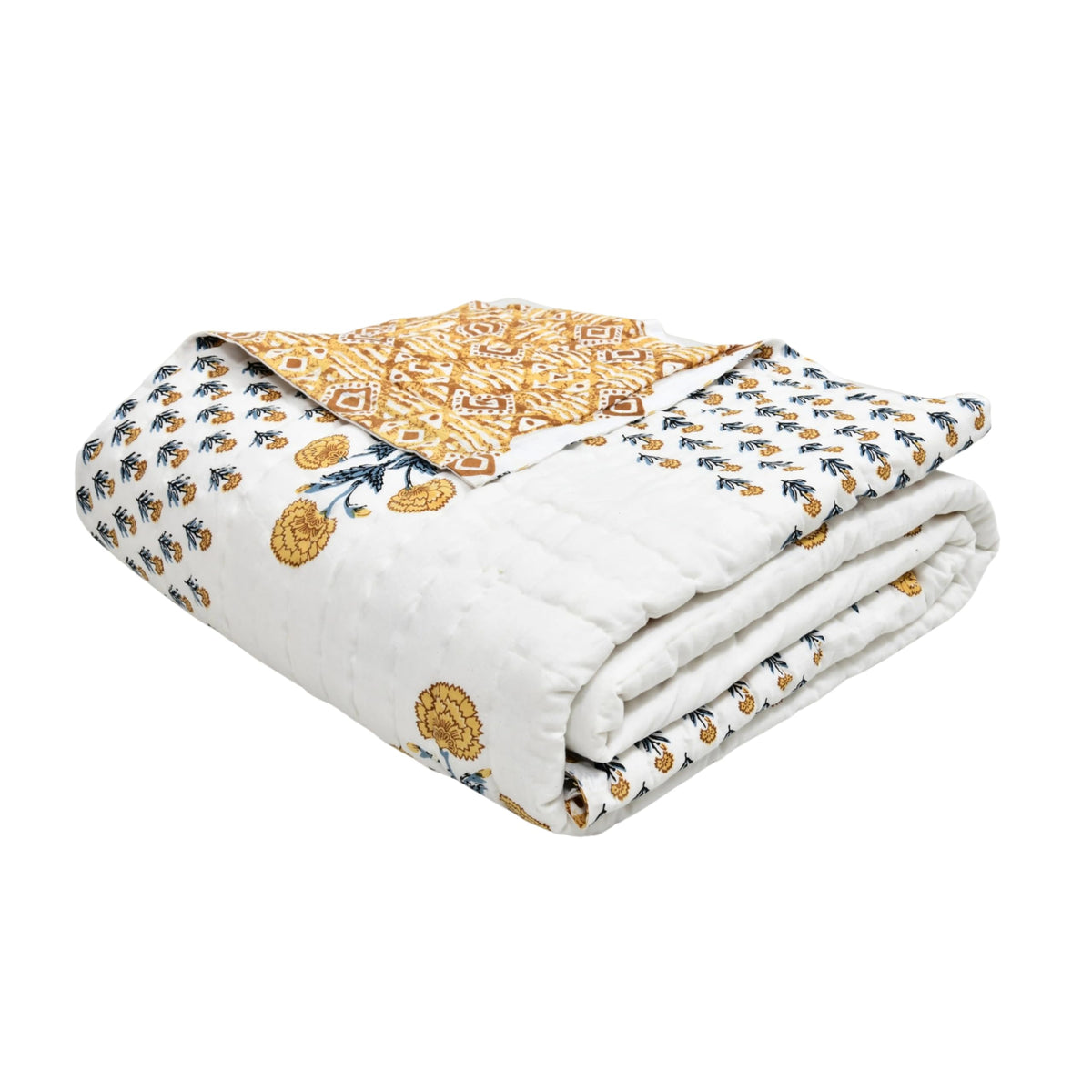 BLOCKS OF INDIA Hand Block Printed Cotton King Size Quilt/Rajai | Design 46