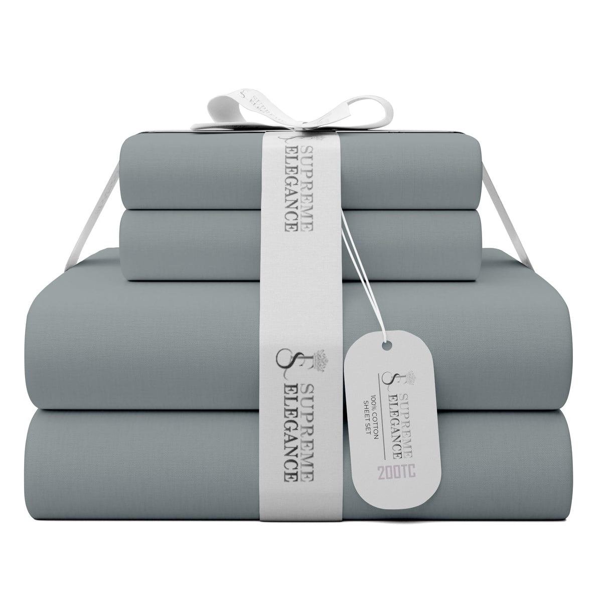 Supreme Elegance King Charcoal Gray 100% Cotton Sheet Set, Lightweight & Breathable, 4Pc Cool & Crisp Percale Bedding Set With D