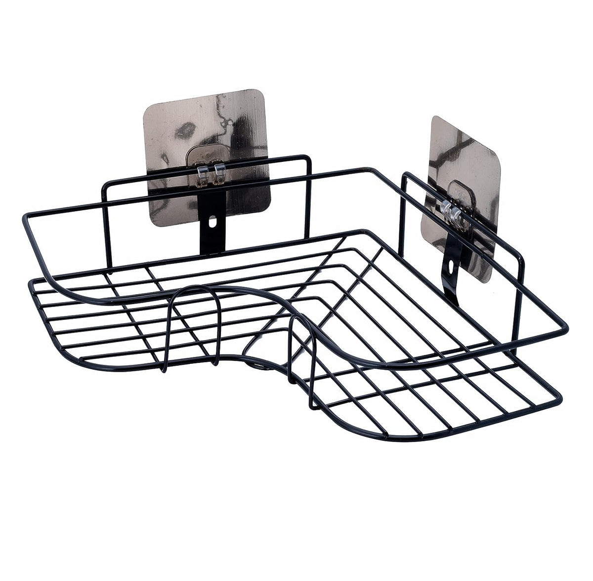 NIVI HUB Adhesive Corner Wall Shelf Rack, Metal Wire Storage Shelf for Kitchen and Bathroom, No Drill Wall Mount Design