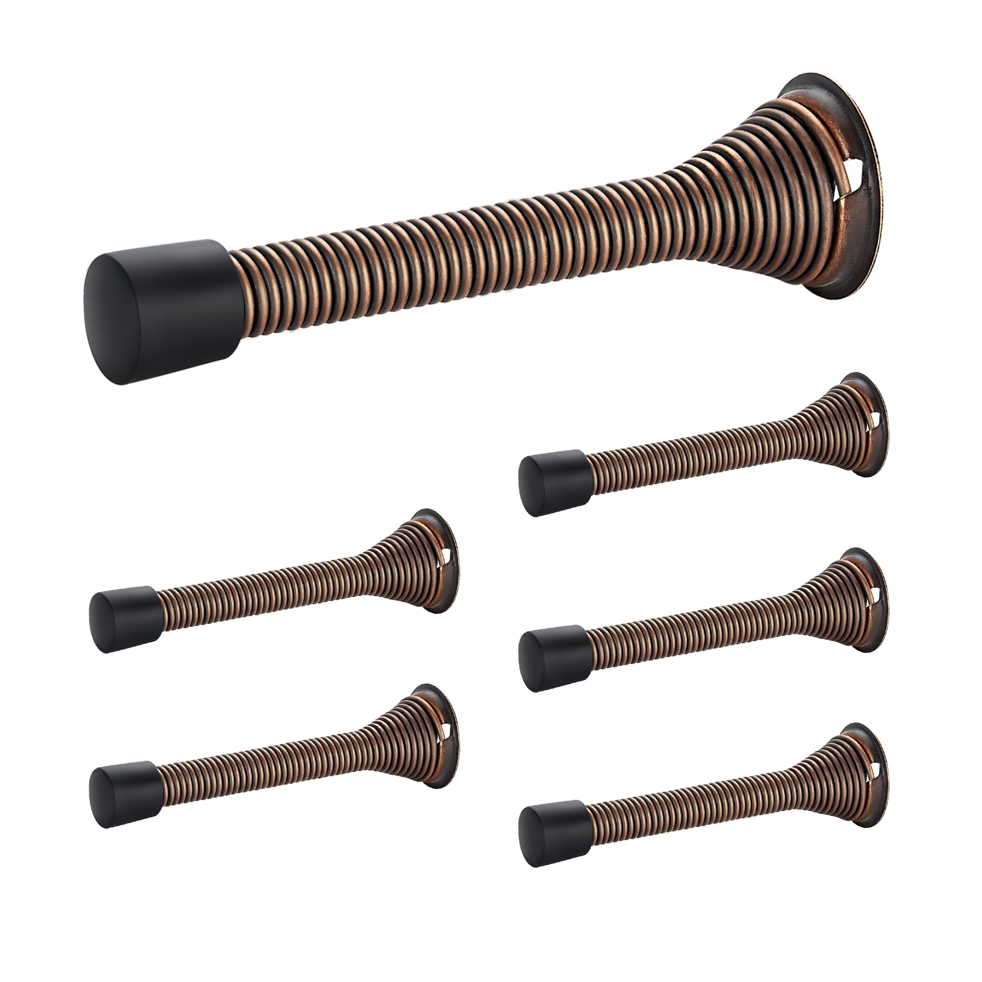 Ravinte Door Stoppers, 6 Pack Spring Door Stops With Rubber Bumper, Oil Rubbed Bronze Door Stoppers For Bottom Of Door