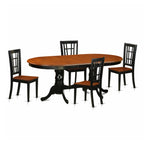 East West Furniture PLNI5-BCH-W 5 Piece Dining Room Furniture Set Includes an Oval Wooden Table with Butterfly Leaf and 4 Kitchen Dining Chairs, 42x78 Inch, Black & Cherry