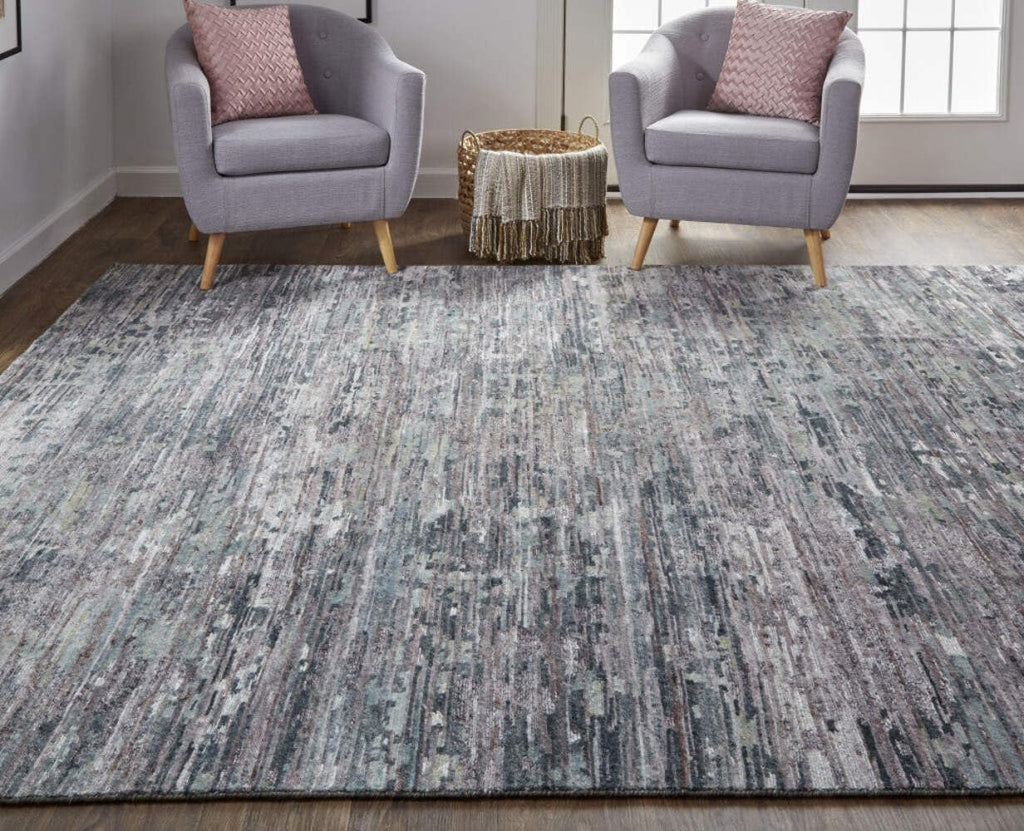 HomeRoots 513351 8 x 10 ft. Blue & Gray Wool Abstract Hand Knotted Rectangle Area Rug