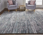 HomeRoots 513351 8 x 10 ft. Blue & Gray Wool Abstract Hand Knotted Rectangle Area Rug