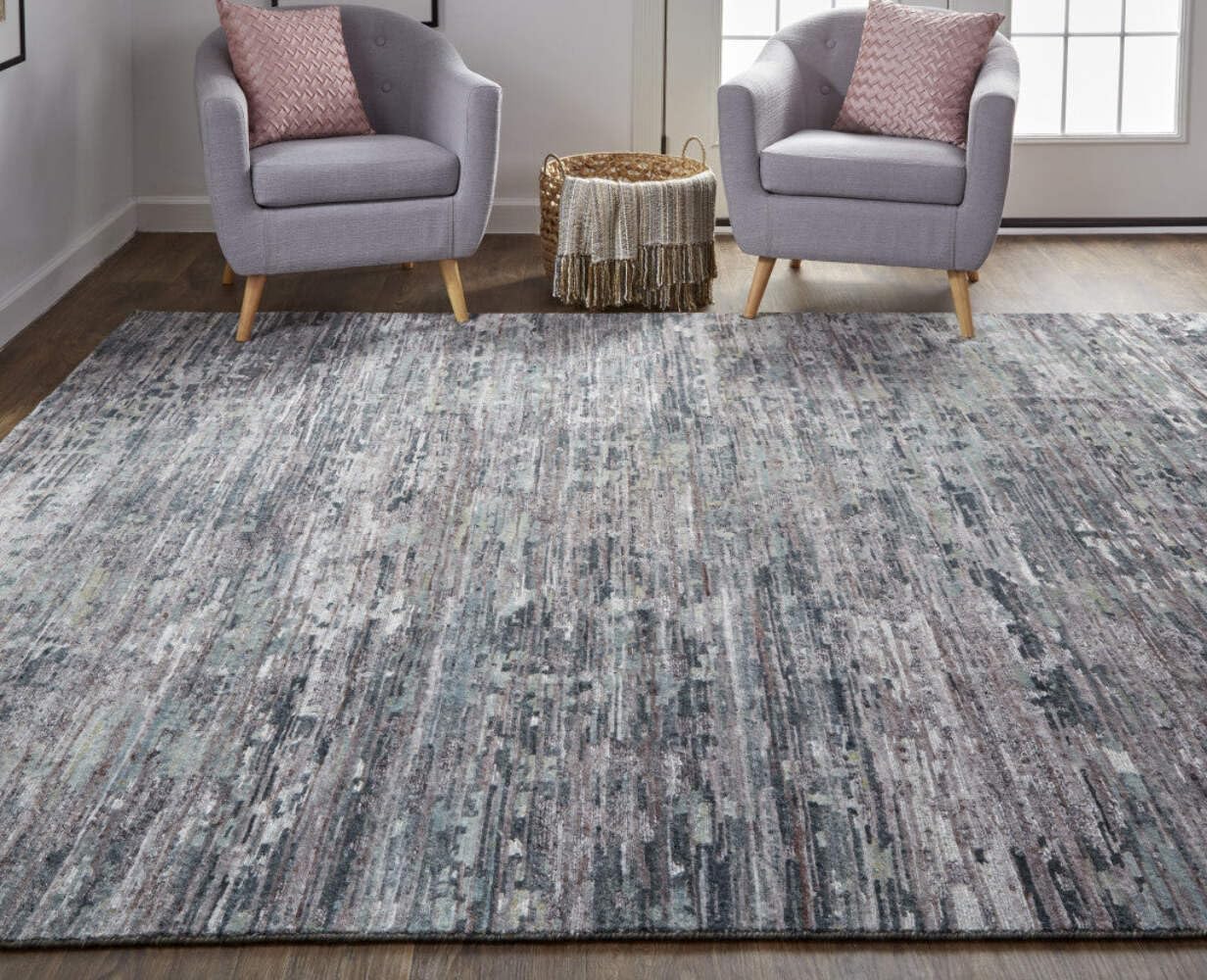 HomeRoots 513351 8 x 10 ft. Blue & Gray Wool Abstract Hand Knotted Rectangle Area Rug