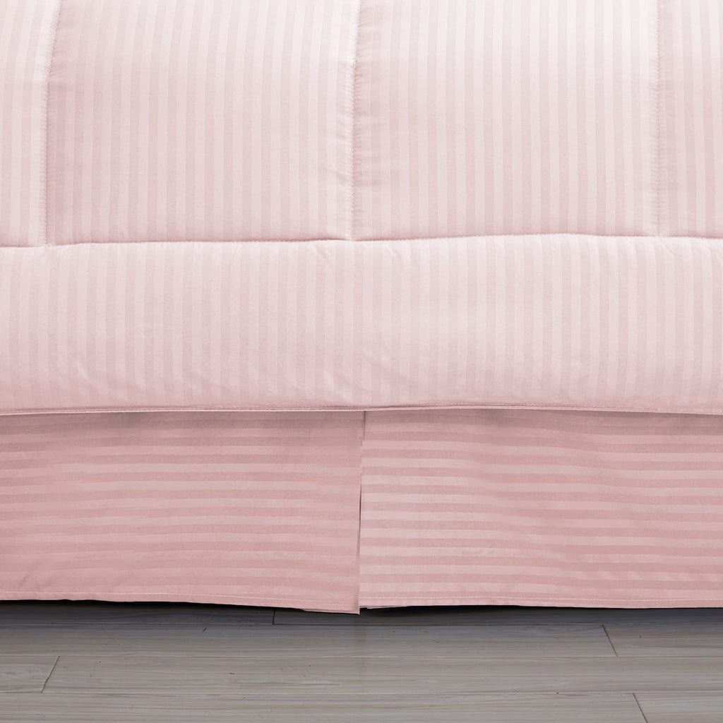 King Size Comforter Set 8 Piece Bed In A Bag With Bed Skirt, Fitted Sheet, Flat Sheet, 2 Pillowcases, 2 Pillow Shams, King, Dobby Pale Pink