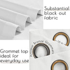 Jinchan 100% Blackout Curtain 84 Inches Long White Curtain For Bedroom Living Room Linen Textured Thermal Insulated Curtain Grommet Top Window Drape 1 Panel White