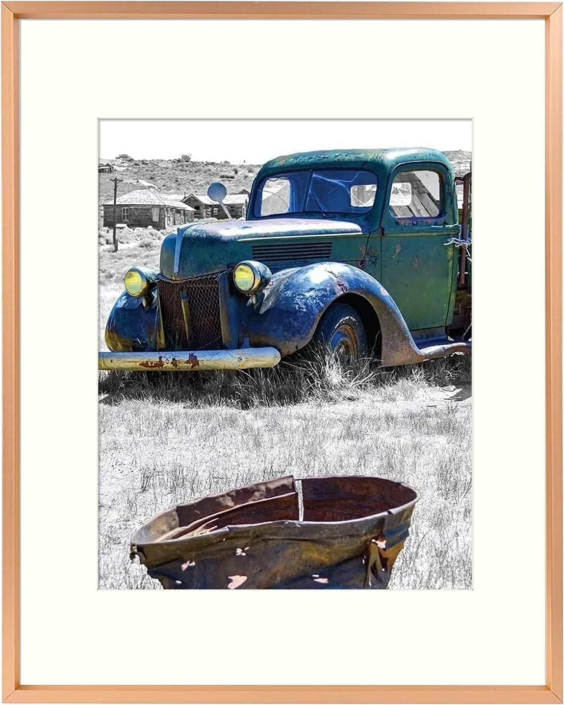 Golden State Art, 11x14 Rose Gold Picture Frame Displays Photo 8x10 with Ivory Mat or 11x14 Without Mat for Wall Mounting Alumin