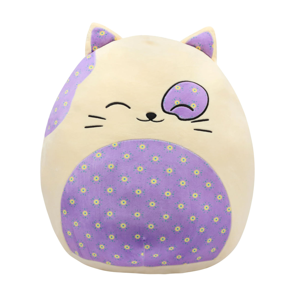 Mushymallow 20-Inch Large Cat Plush Pillow With Floral Belly Cute Plush Toy Soft Kitty Pillow Giant Kitty Stuffed Animal Birthda