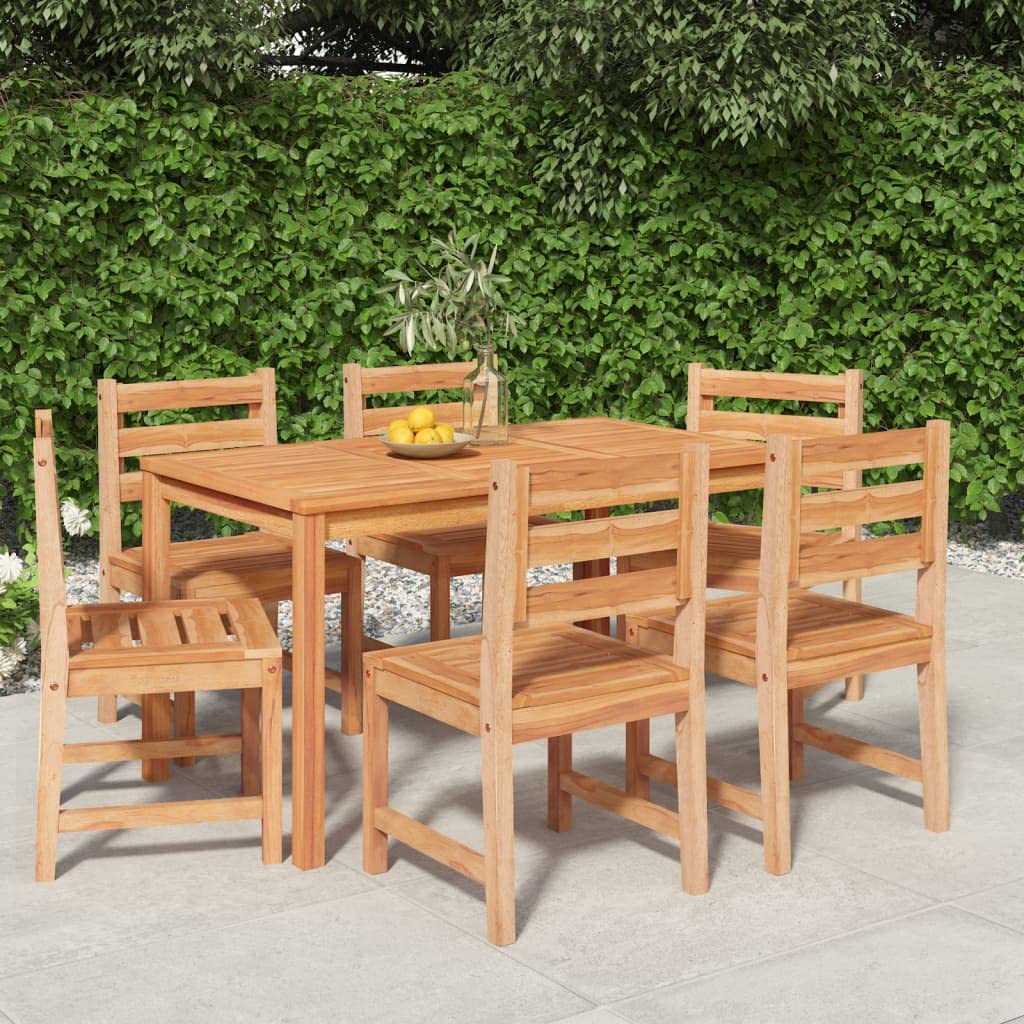 vidaXL Contemporary 9 Piece Patio Dining Set - Fine-Sanded Teak Hardwood, Weather-Resistant, Comfortable Seating, Easy Assembly
