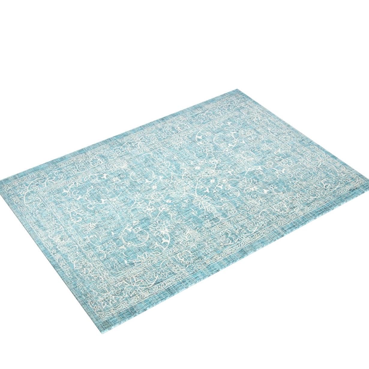 Safavieh Courtyard Collection Area Rug - 9' X 12', Turquoise, Non-Shedding & Easy Care, Indoor/Outdoor & Washable-Ideal For Patio, Backyard, Mudroom (Cy8680-37221)