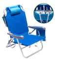 SUNNYFEEL Low Beach Chairs for Adults 5 Position Lay Flat, Portable Folding Backpack Beach Chair Heavy Duty with Cooler Bag, Cup