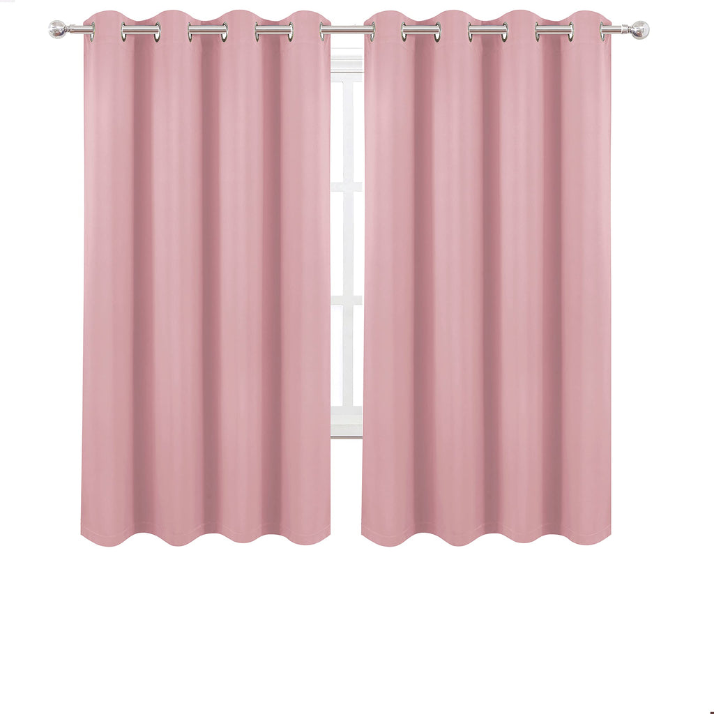 Lemomo 100% Blackout Curtains 52 X 72 Inch/Pink Curtains 2 Panels With Black Lining Room Darkening Thermal Insulated Bedroom Cur