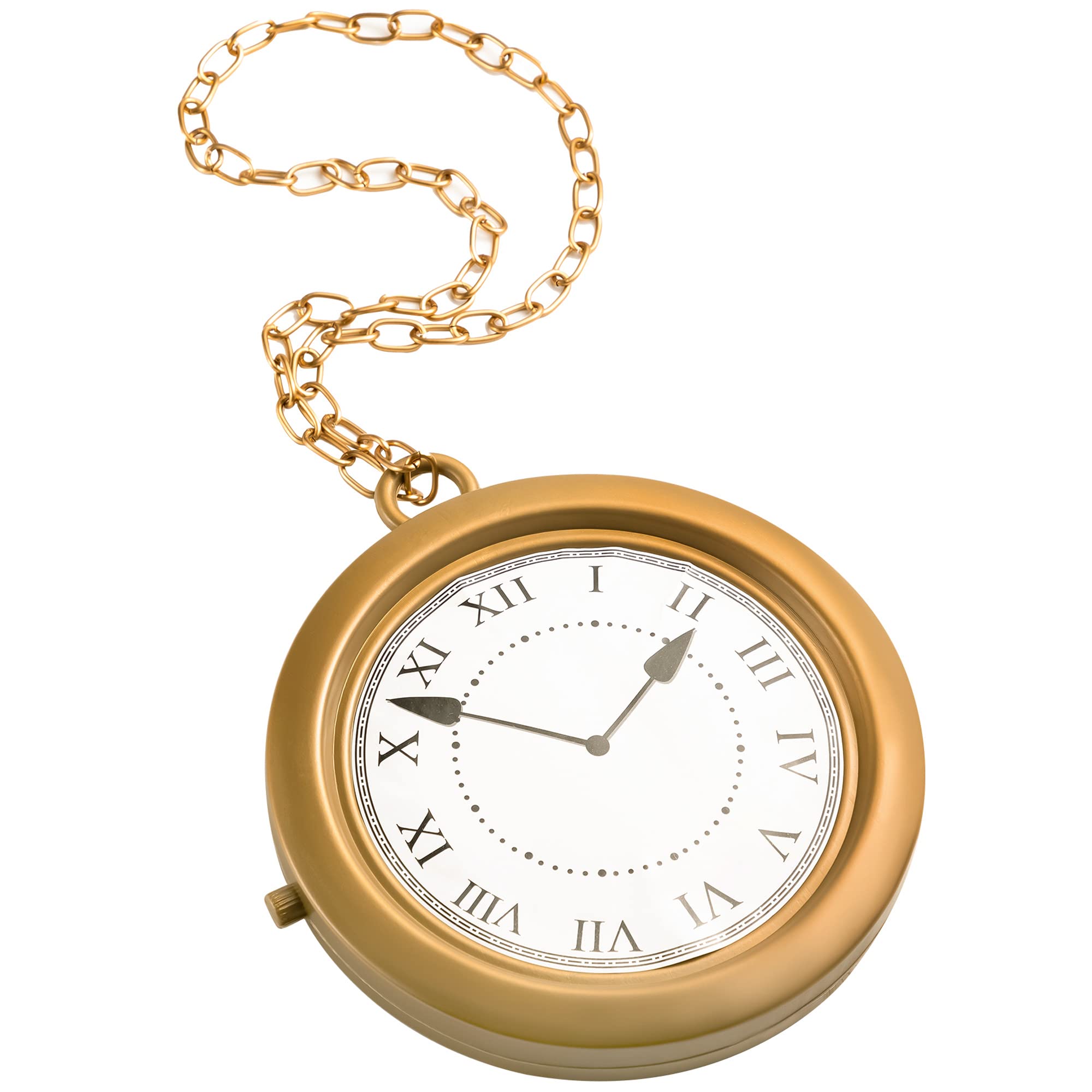 Spooktacular Creations Gold Clock Necklace Halloween Jumbo Gold Clock Necklace White Rabbit Clock Hip Hop Rapper Clock for Kids 
