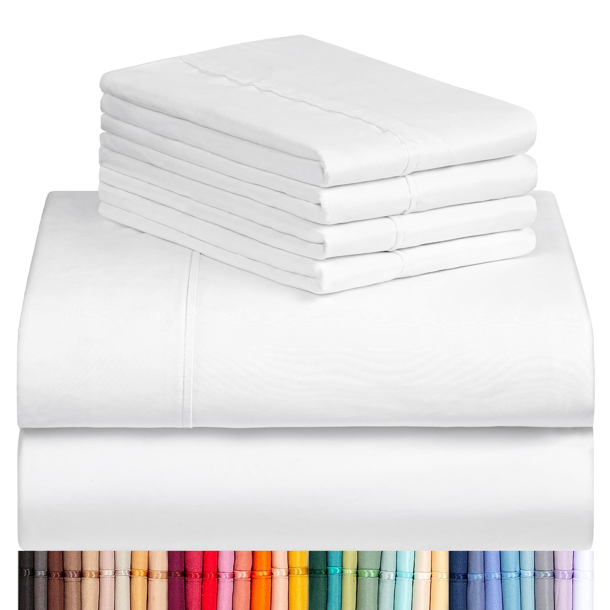 Luxclub 6 Pc California King Size Sheet Set Bed Sheets Deep Pockets 18' Eco Friendly Wrinkle Free Cooling Sheets Machine Washab