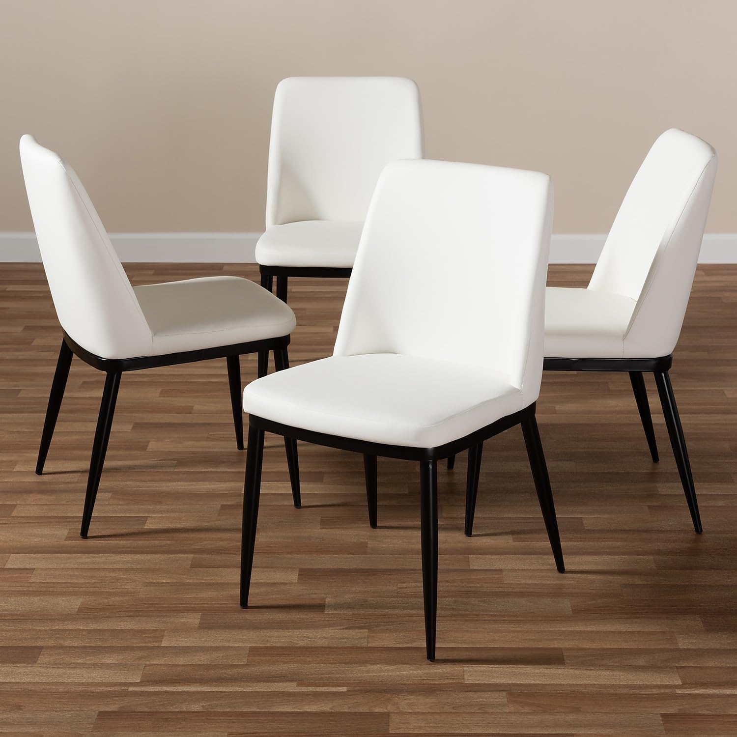 Baxton Studio Darcell Modern Faux Leather Dining Chair, White, 4/Set (146-8790-HiT)