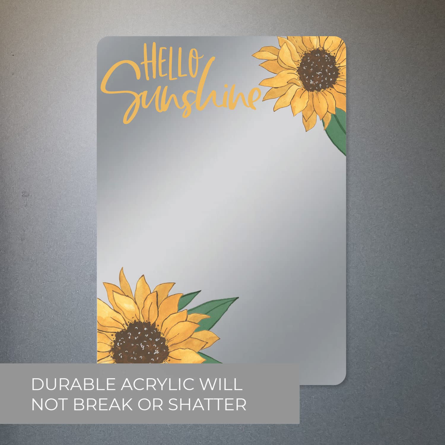 Canopy Street Hello Sunshine Magnetic Mirror / 5' X 7' Shatterproof School Locker Accessory/Teen Girl Sunflower Decor/Beautifu
