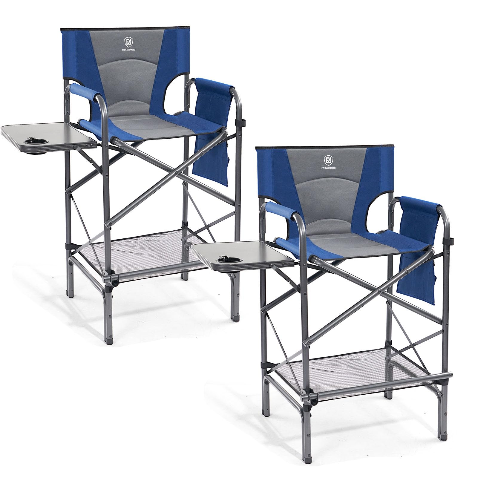 EVER ADVANCED 2 Piece Tall Folding Chair 30.7 Seat Height Directors Chair High Foldable Bar Stool for Makeup Artist Face Paintin