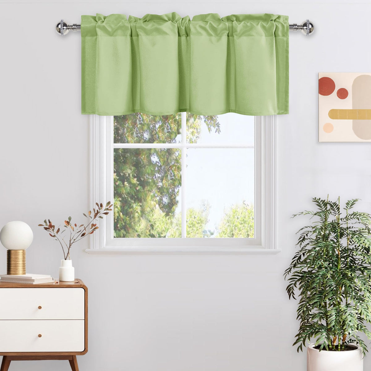Dwcn Valance Curtains For Living Room, Room Darkening Kitchen Curtain Valance, Rod Pocket Bathroom/Basement Curtains For Windows