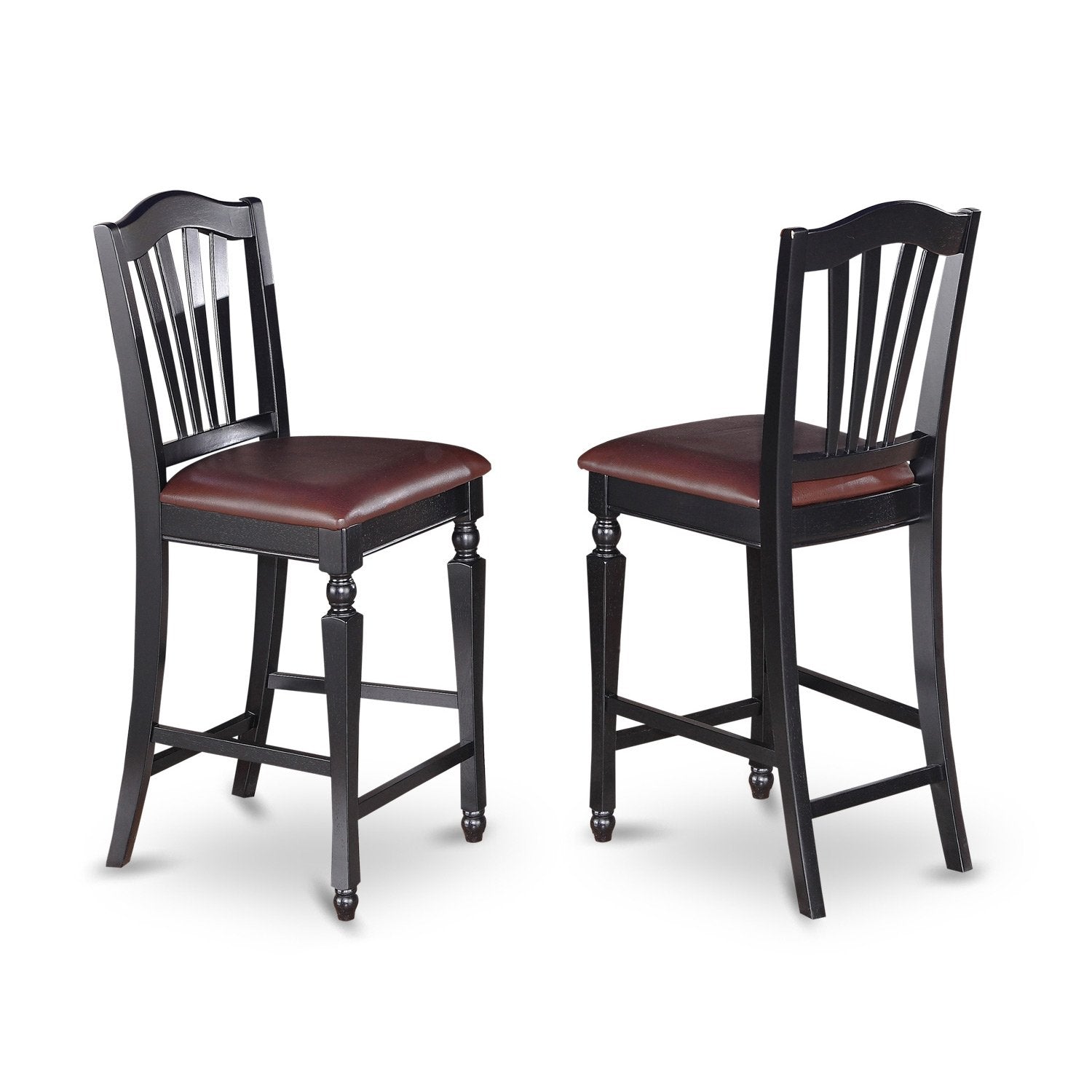 East West Furniture YACH3-BLK-LC 3 Piece Counter Height Pub Set for Small Spaces Contains a Rectangle Kitchen Table and 2 Faux Leather Dining Room Chairs, 30x48 Inch