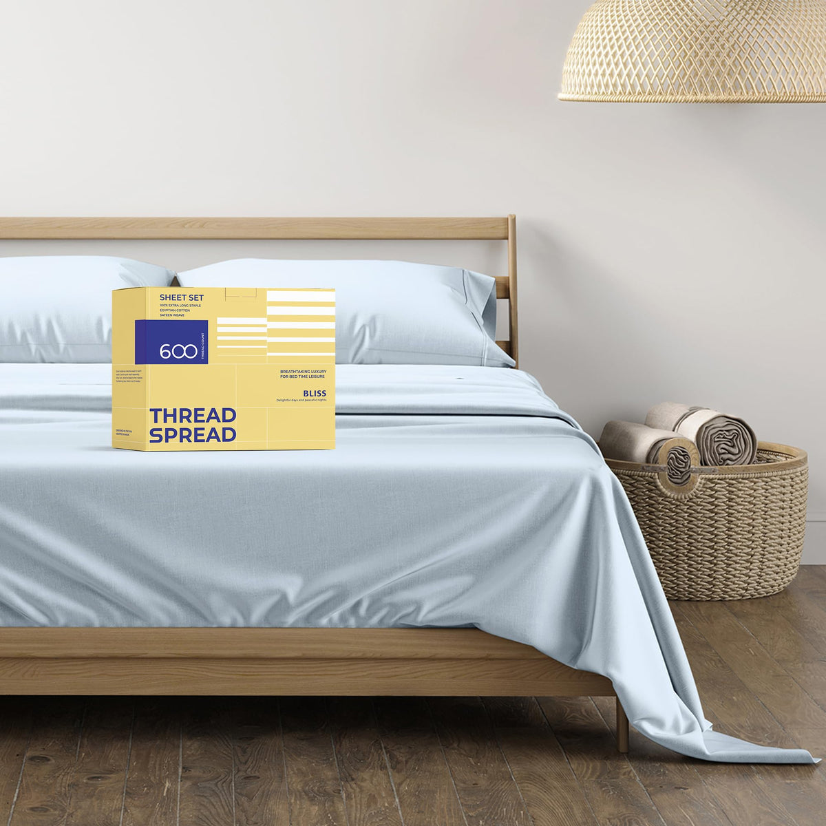 Thread Spread 600 - Threadcount 100% Cotton Sheets - Cal King Size Luxury Hotel Egyptian Cotton Quality Soft Bed Sheets For Cal