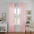 Elrene Home Fashions Jolie Crushed Semi-Sheer Window Curtain, Adjustable Tie-Top Single Panel, 52'' x 84'' (1 Panel), Blush
