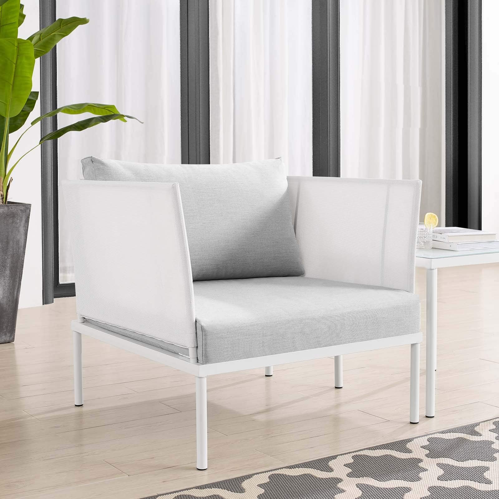 Modway EEI-4955-WHI-GRY Harmony Outdoor Patio Aluminum Armchair, White Gray