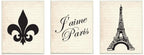 Stupell Home D  cor J'Aime Paris 3-Pc. Rectangle Wall Plaque Trio, 10 x 0.5 x 15, Proudly Made in USA